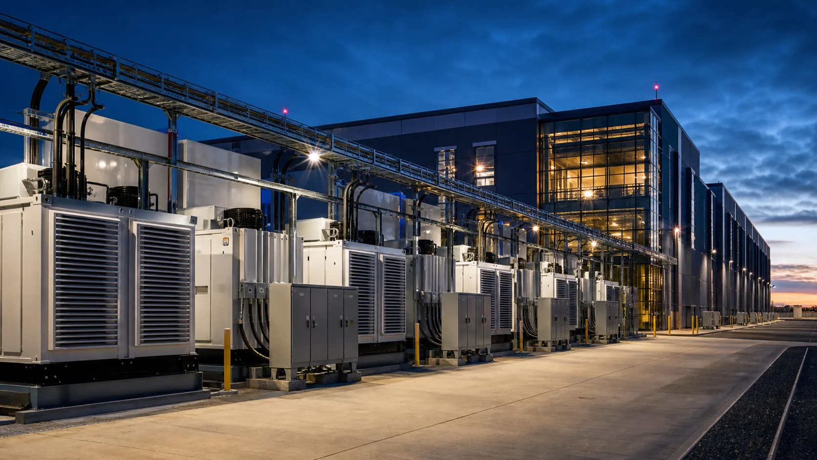 Generator and electrical infrastructure beside a data center